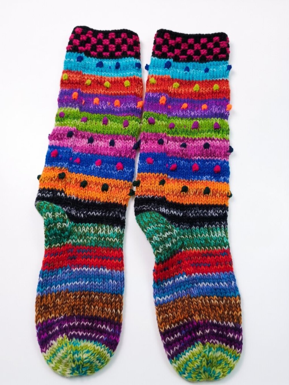 Multicolor Knitted Knee-High Socks Winter Thick Warm Handmade Socks